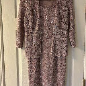 R&M Richards Pink Lace Dress with Jacket